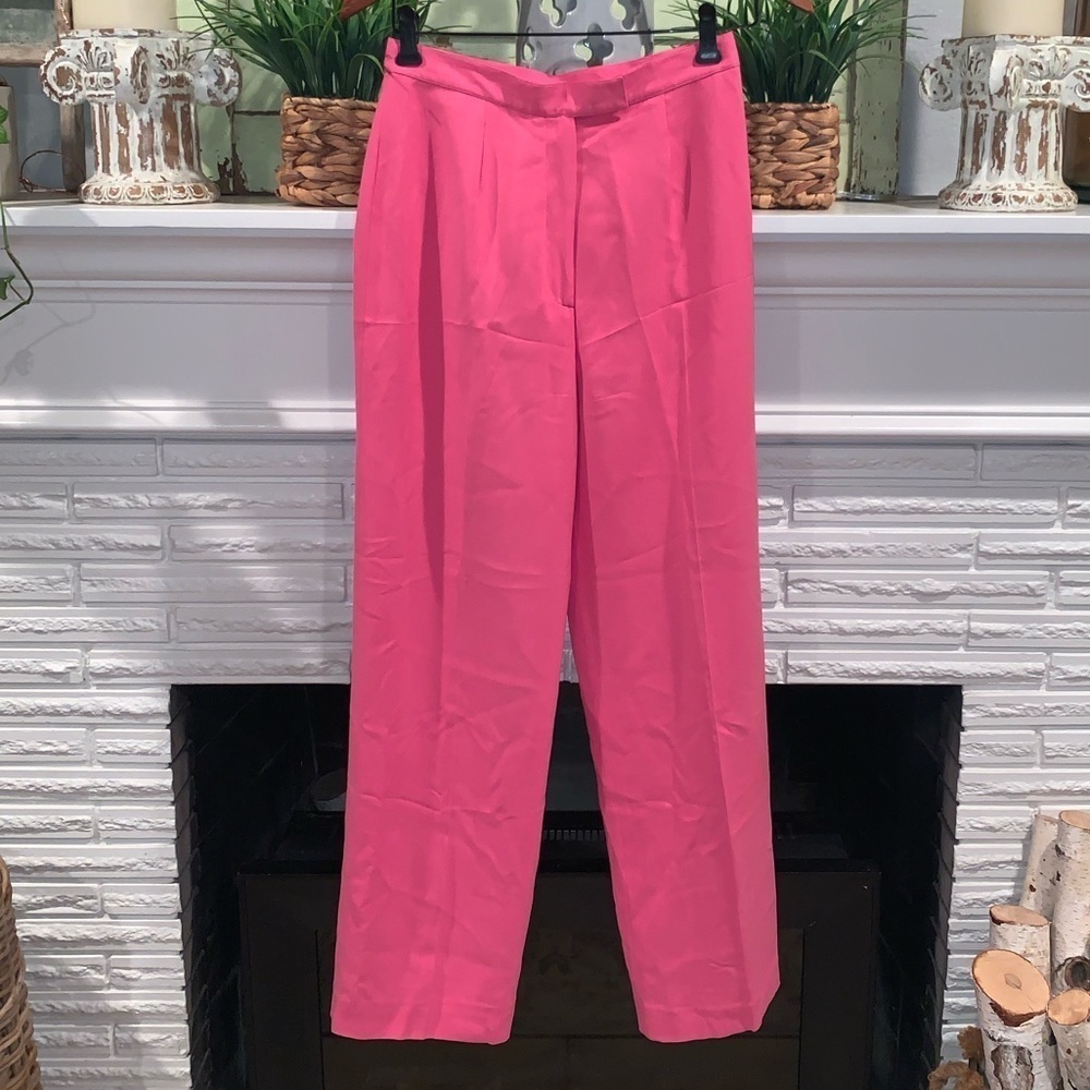 Lauren Ralph Lauren High Waist 100% Silk Bubblegum Pink Trouser Pants Size 8